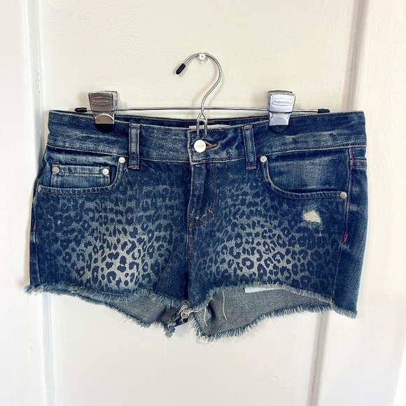 PINK Victoria's Secret Pants - Victoria's Secret Pink Denim Cheeky Leopard Cut-off Shorts Distressed Cheetah